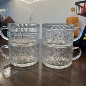Set of 4 Clear Coffee Mugs